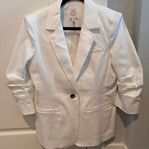 Cinq a Sept Khloe Ruched Sleeve Denim Blazer